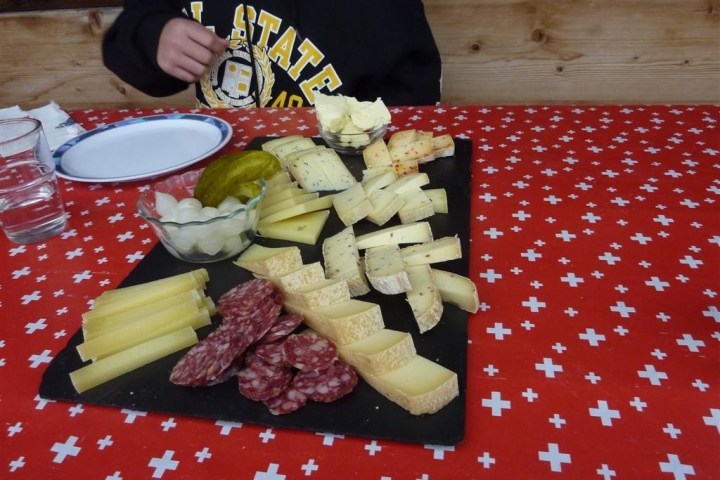 plate of cheese and cold meat