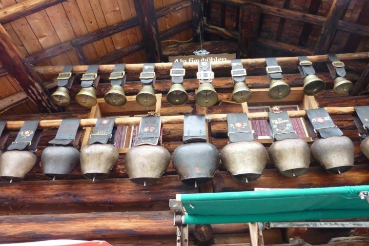 cow bells covering a wall