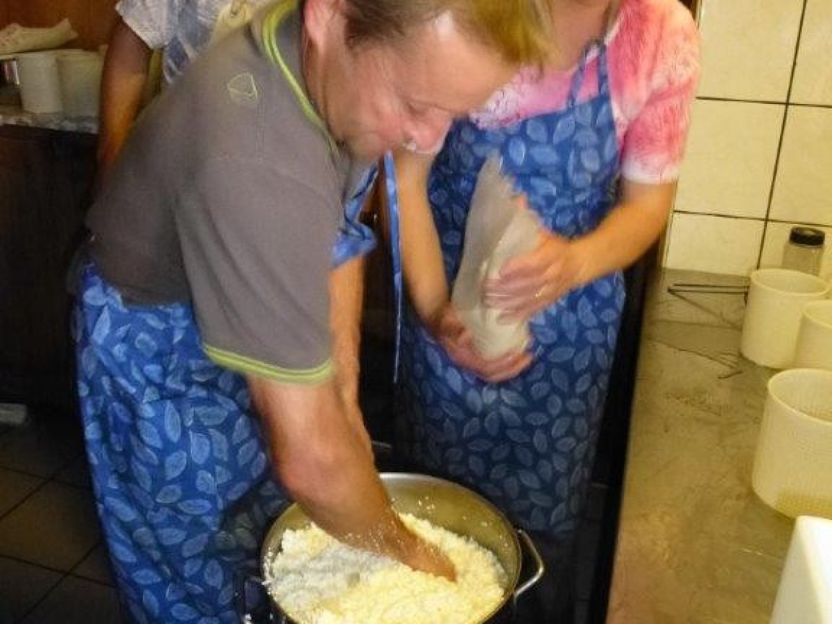 smashing cheese with the hands