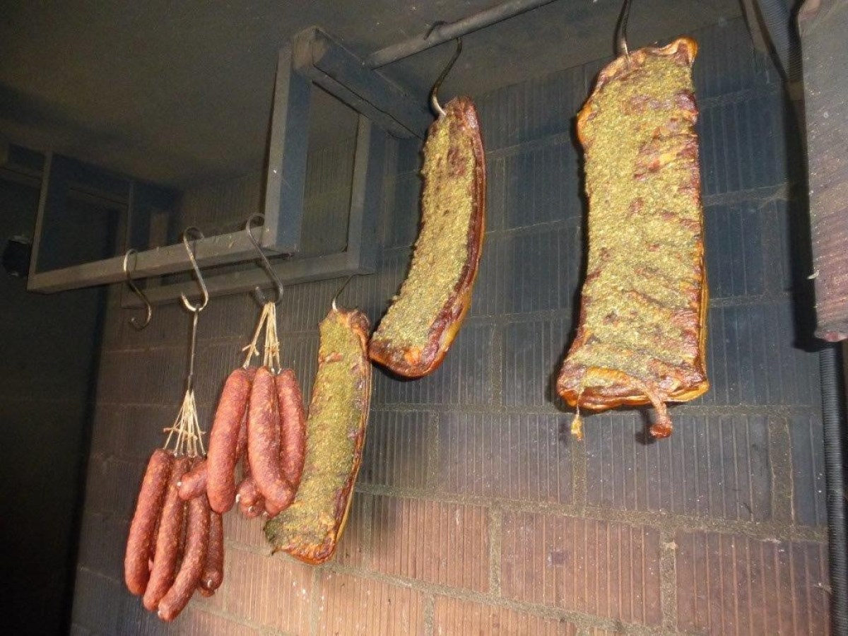 meat hanged on a wall