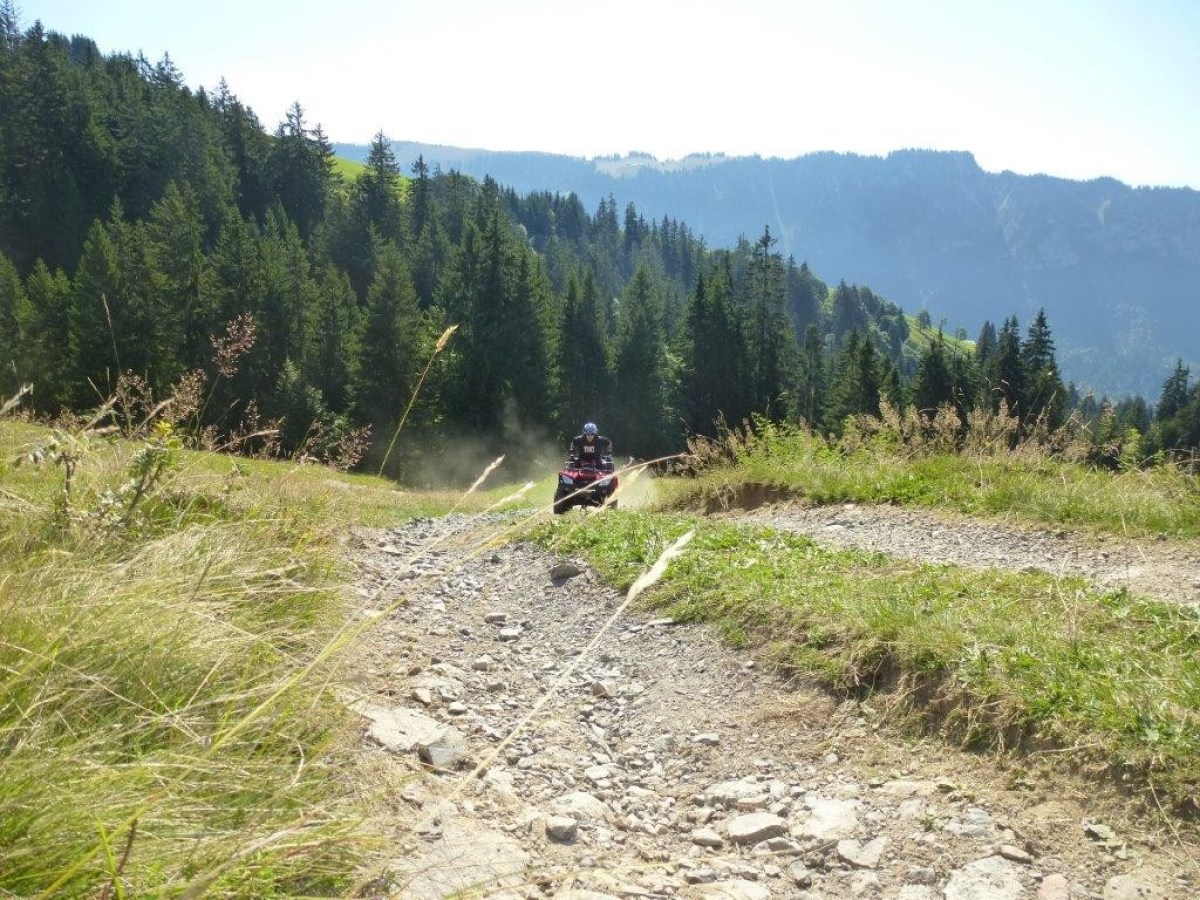 man riding a quad