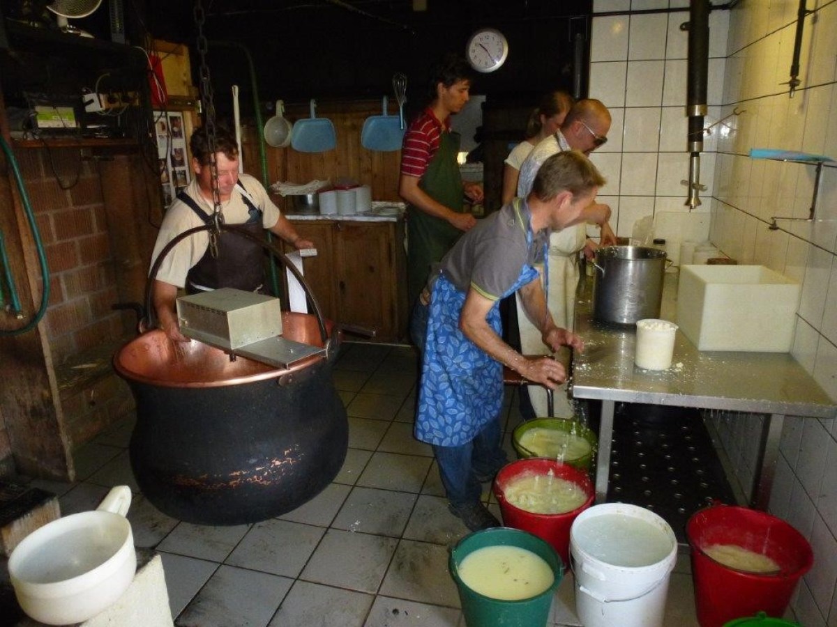people in a cheese factory