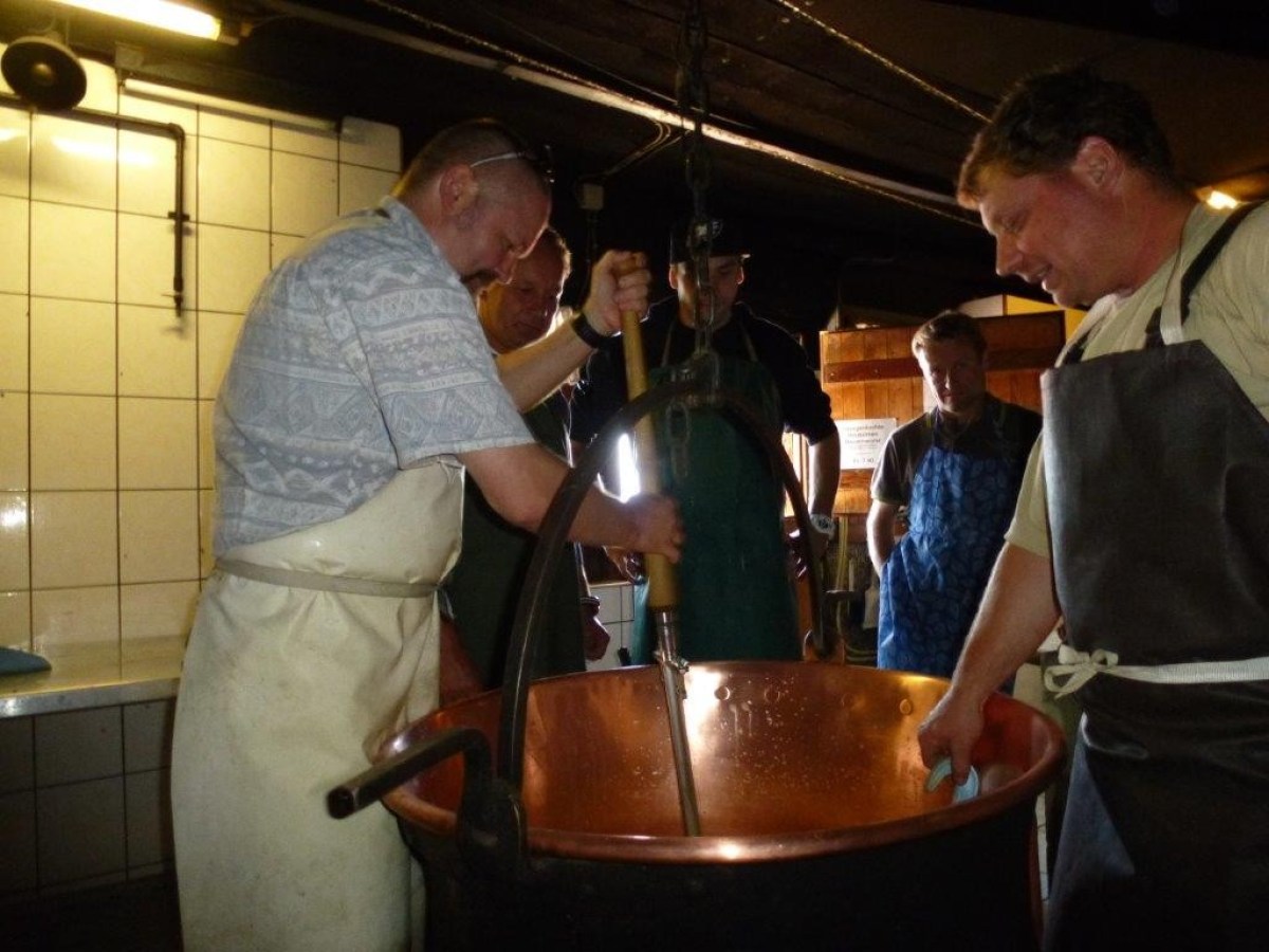 close up of the cheese removing process