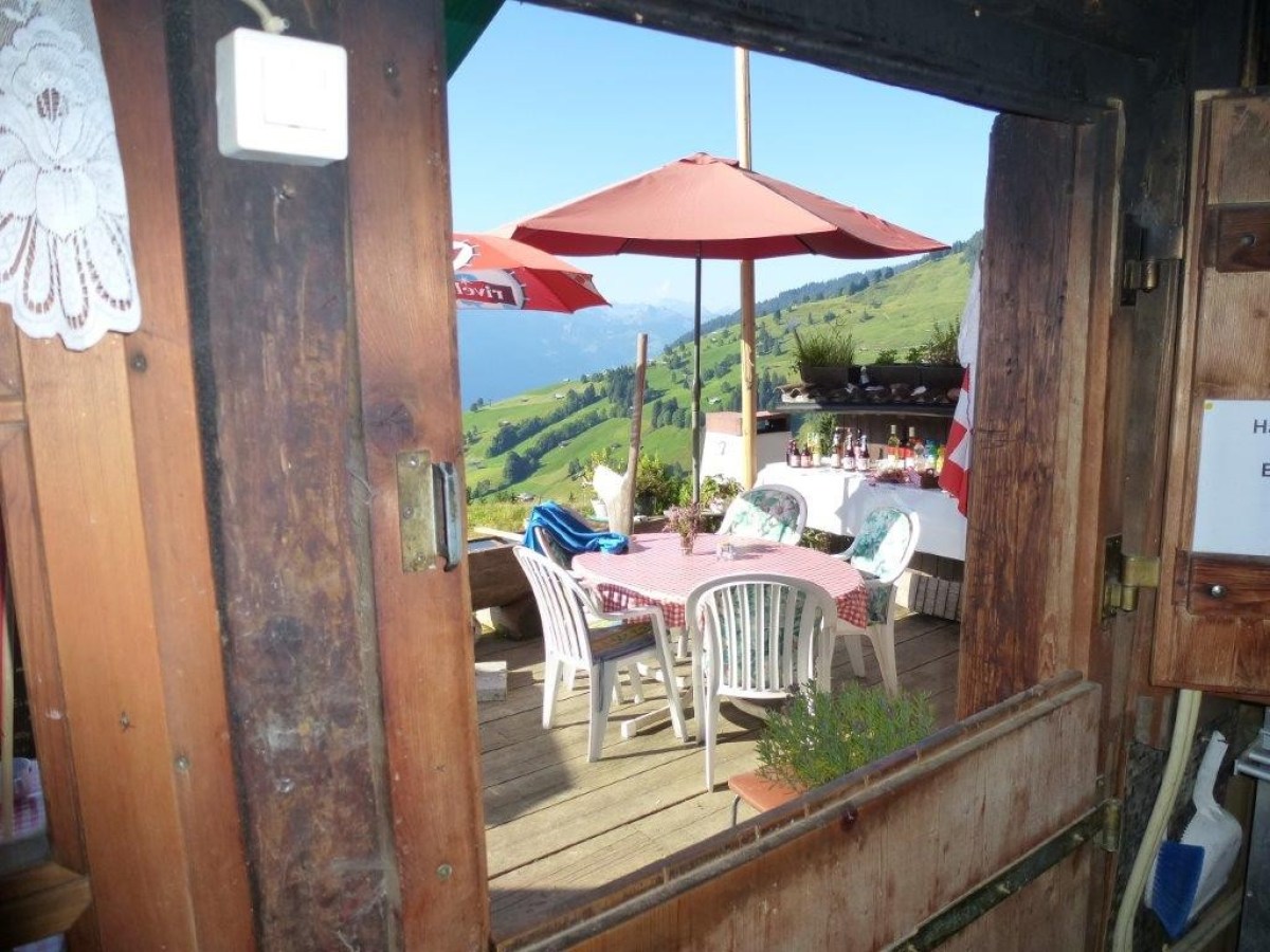 views of the terrace from a cottage