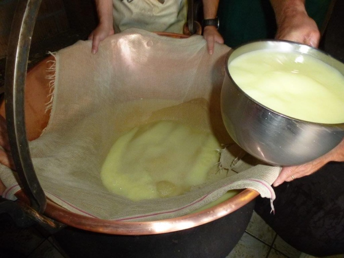 straining the cheese