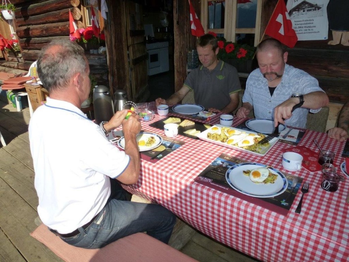 3 men having lunch