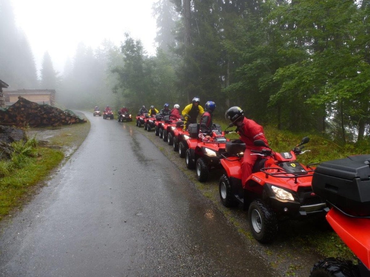 queue of quads ready to depart