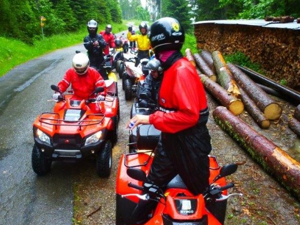 quad tour group near a Swiss road