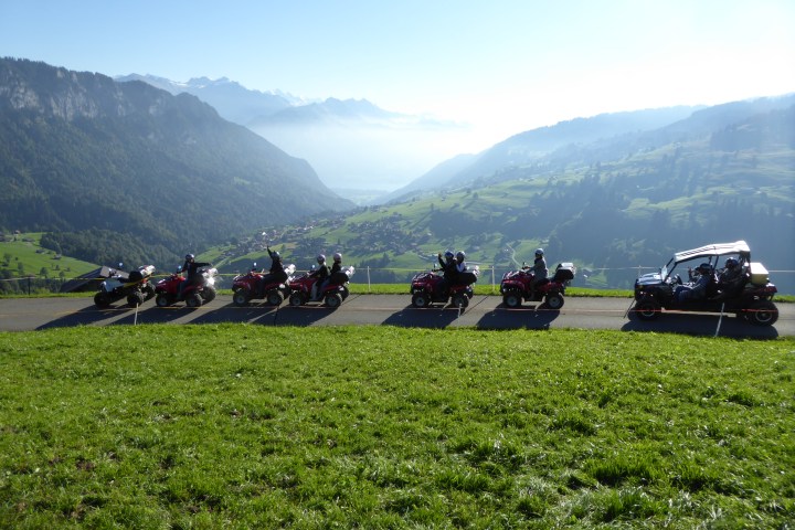 quads through Swiss mountains