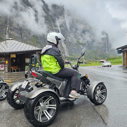 a motorcycle parked on the side of a road
