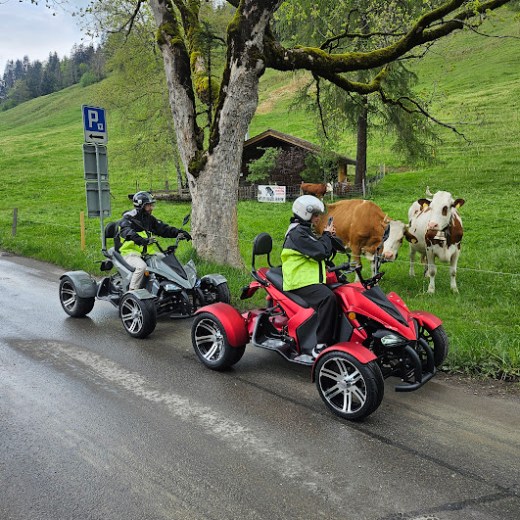a motorcycle parked on the side of a road