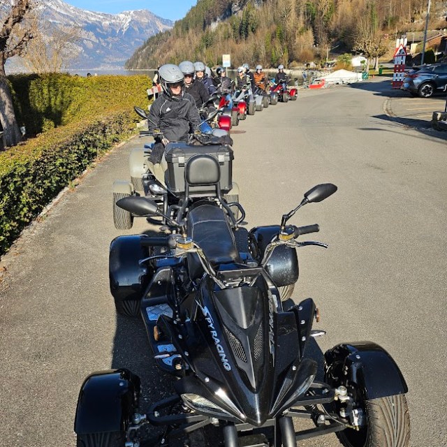 a motorcycle parked on the side of a road