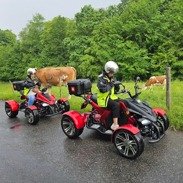 a motorcycle parked on the side of a road