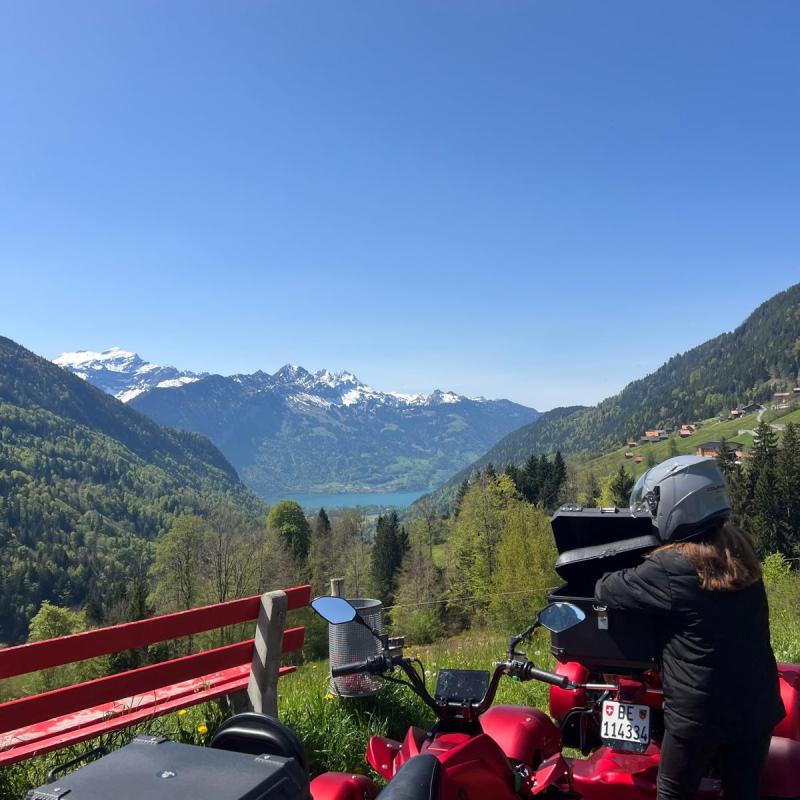 a group of people on a mountain road